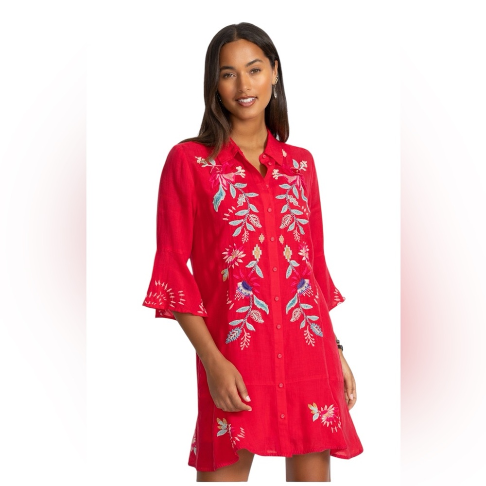 Johnny Was Tallula  Embroidered Button-Down Dress